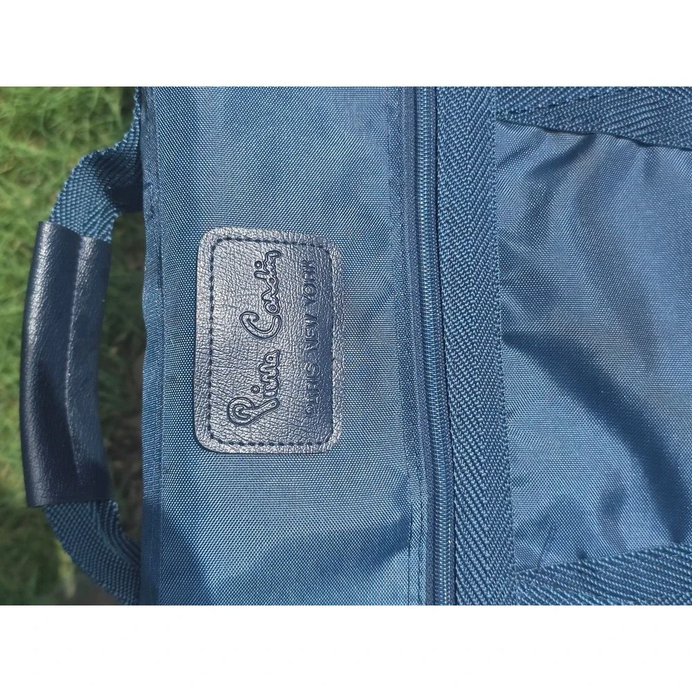 Pierre Cardin Navy Blue Foldable Garment Bag Travel Suit Carrier Gold Hardware